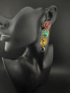 Matt Gold, stone Long Earrings, Multicolor, Bridesmaid Gift, Designer jewelry