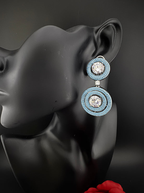 Premium Nano Setting of Cubic Zirconia with Crystal in silver is designer Inspired Statement Drop Dangle earring/Lightweight/bridesmaid gift