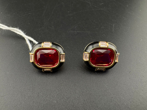 Swarovski inspired Crystals, Enamel, Cubic Zirconia small stud earrings, Indian Jewelry