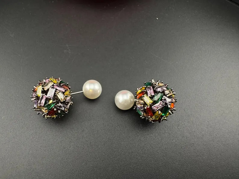 Premium Unique Cubic Zirconia Studs with Pearl Backing