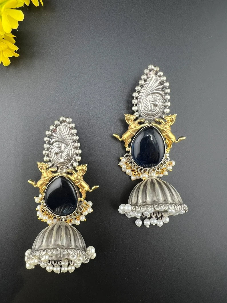Oxidized German Silver Premium Long Jhumka