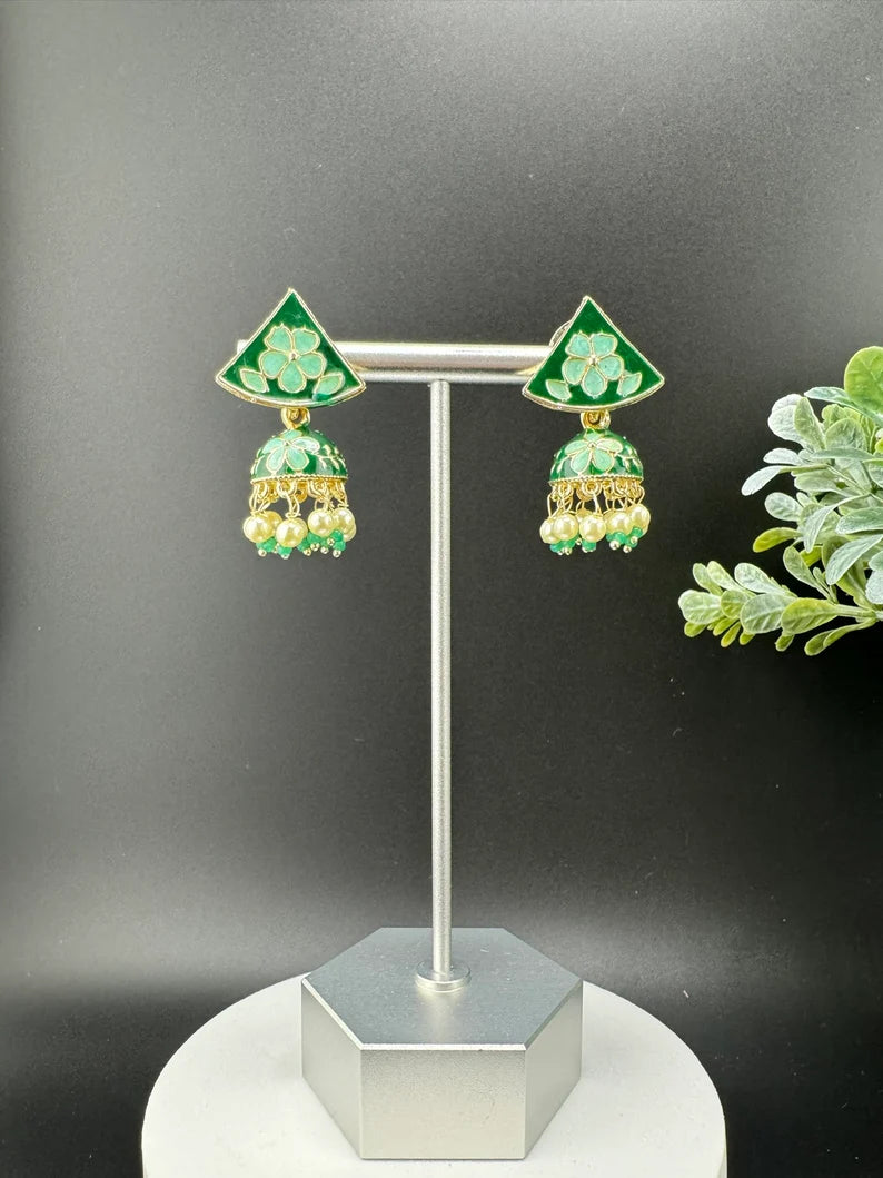 Minakari Details, Light Weight small jhumki earring