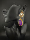 Kundan, CZ, Gold, Doublet Stone Chandelier Long Earrings, Bridal, Moissanite, CZ, Designer jewelry