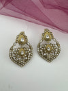 Amrapali inspired, Matt Gold with uncut kundan and CZ chandbali earrings