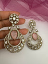 Gold with Doublet stone, kundan, cubic zirconia chandbali Drop Long earrings, Indian Jewelry