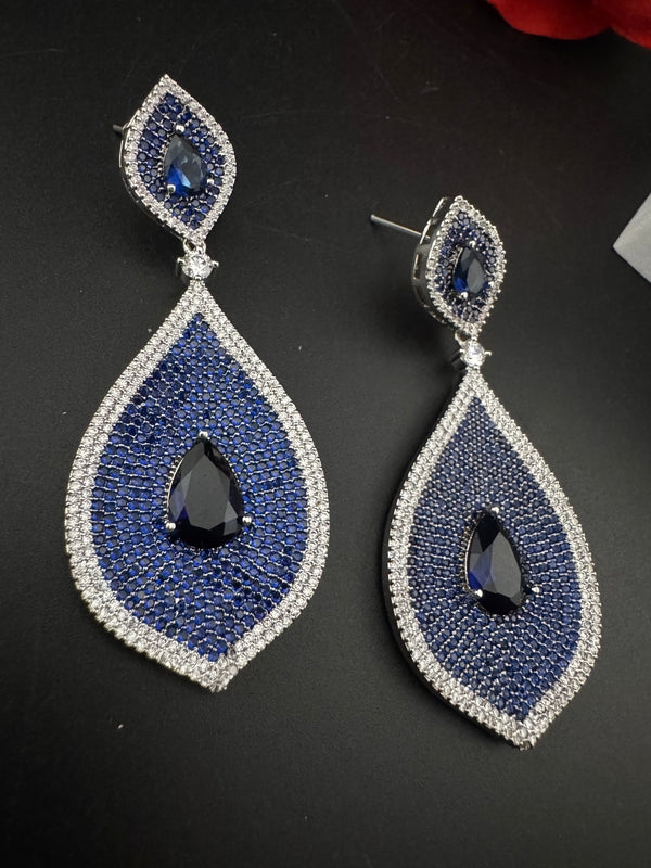 Premium Nano Setting of very fine Cubic Zirconia Dangle earrings in Evil eye style, designer Inspired Statement earring, Bridesmaid gift