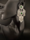 Premium Cubic Zirconia Chandbali humka earrings is designer Inspired, Statement Long earring, Bridal, Party, Wedding jewelry, chic, Indian
