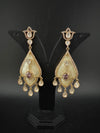 CZ and Gold, Mother of Pearl Chandelier Drop Earrings, Bridal, MOP Designer jewelry