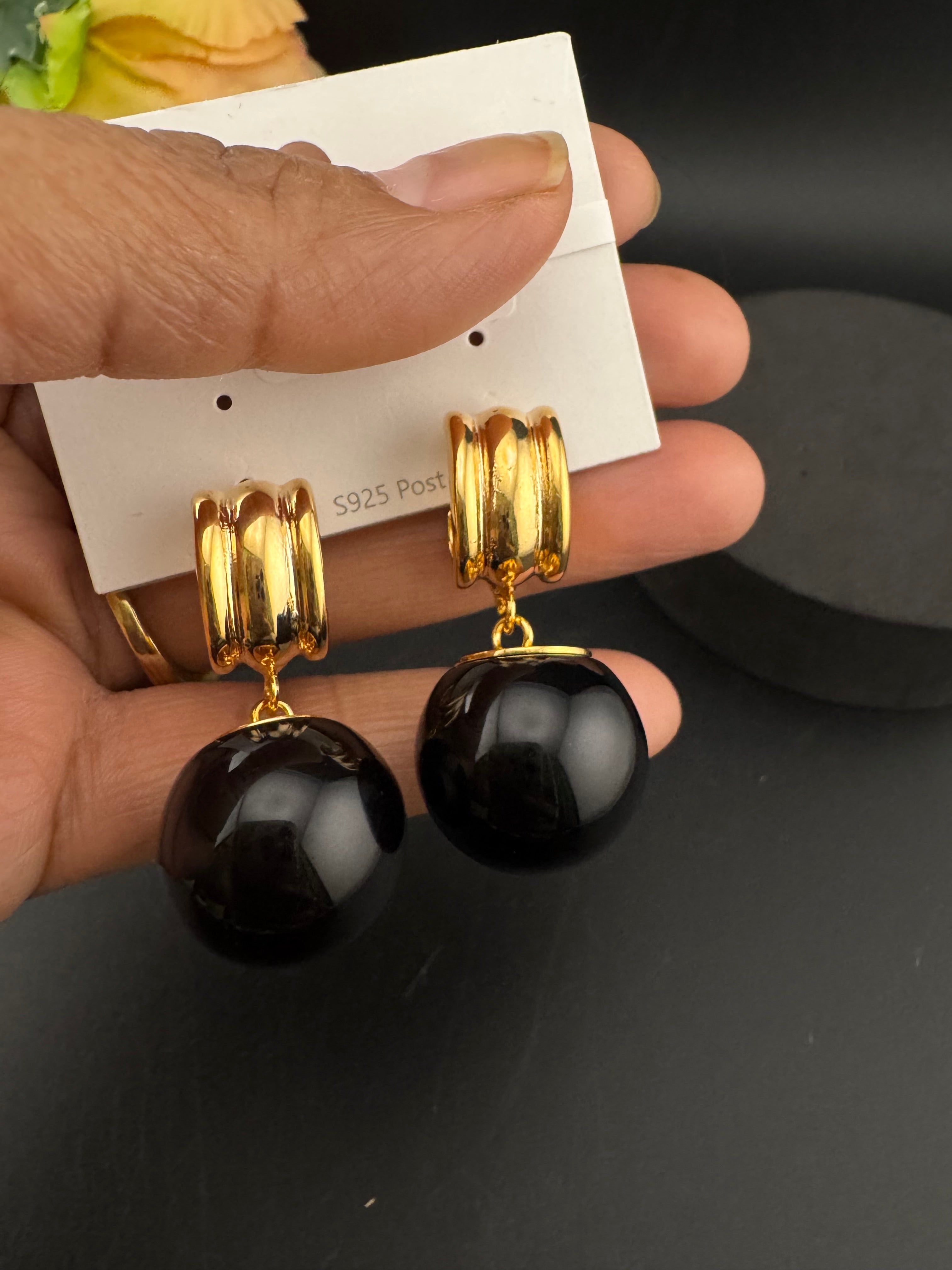 High Quality Premium Enamel and gold Designer Drop Earrings