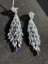 Swarovski inspired Crystal, cubic zirconia, diamonddangle long earrings, Indian Jewelry