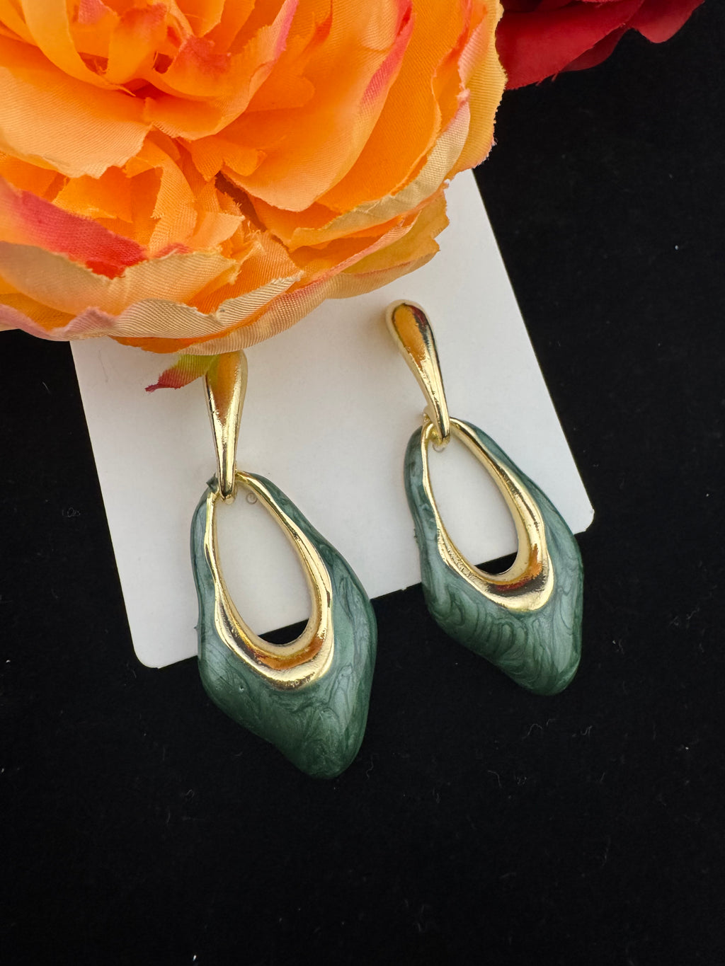 High Quality Premium Enamel and gold Designer Drop Earrings