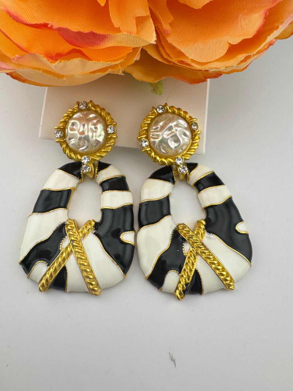 High Quality Premium Enamel and gold Designer Drop Earrings