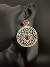 Premium Nano Setting of Cubic Zirconia in silver is designer Inspired Statement Oversized Circular Dangle earring/Bridal/bridesmaid gift