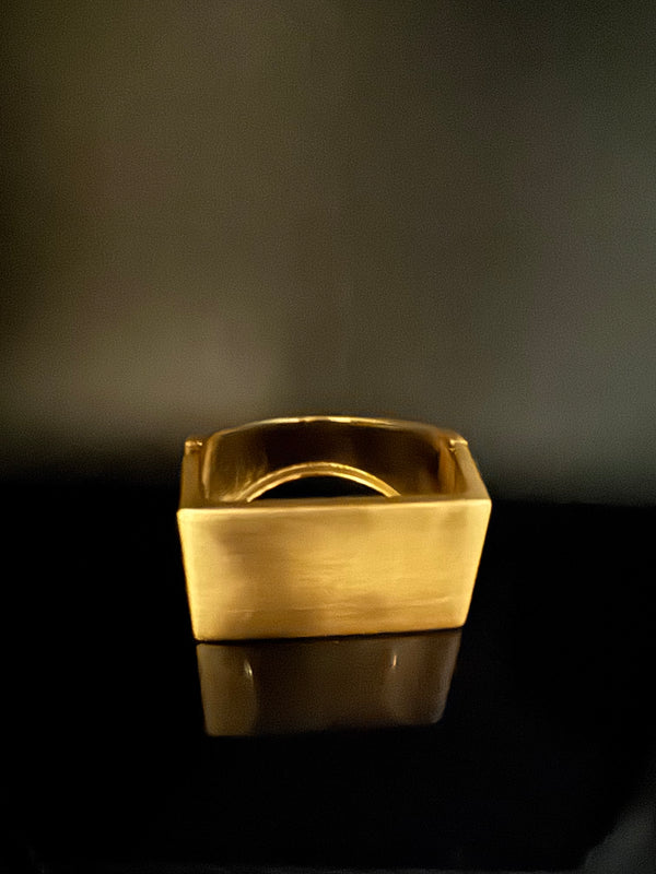 Brushed finished Gold Chunky Cuff Bracelet Bangle, Anti Tarnish, fits sizes upto 2.6"