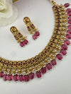 Rajwadi kundan Pearls Gold necklace set with earrings, Indian Bridal Jewelry set