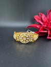 Moissanite Kundan, Pearl, CZ Designer Bracelet Bangle, Matt Gold Polish (Fits upto 2.6" Wrist)