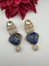 Kundan, CZ, Gold, Marble Stone Chandelier Oversized Long Earrings, Bridal, Moissanite, CZ, Designer jewelry