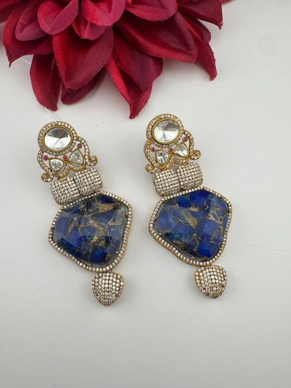 Kundan, CZ, Gold, Marble Stone Chandelier Oversized Long Earrings, Bridal, Moissanite, CZ, Designer jewelry