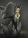 CZ, Kundan, Doublet Stone Chandelier Drop Earrings, Bridal, Moissanite, Designer jewelry
