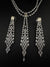 Crystals and CZ Diamond Statement double Layered Necklace Set, White Gold Plated Choker set