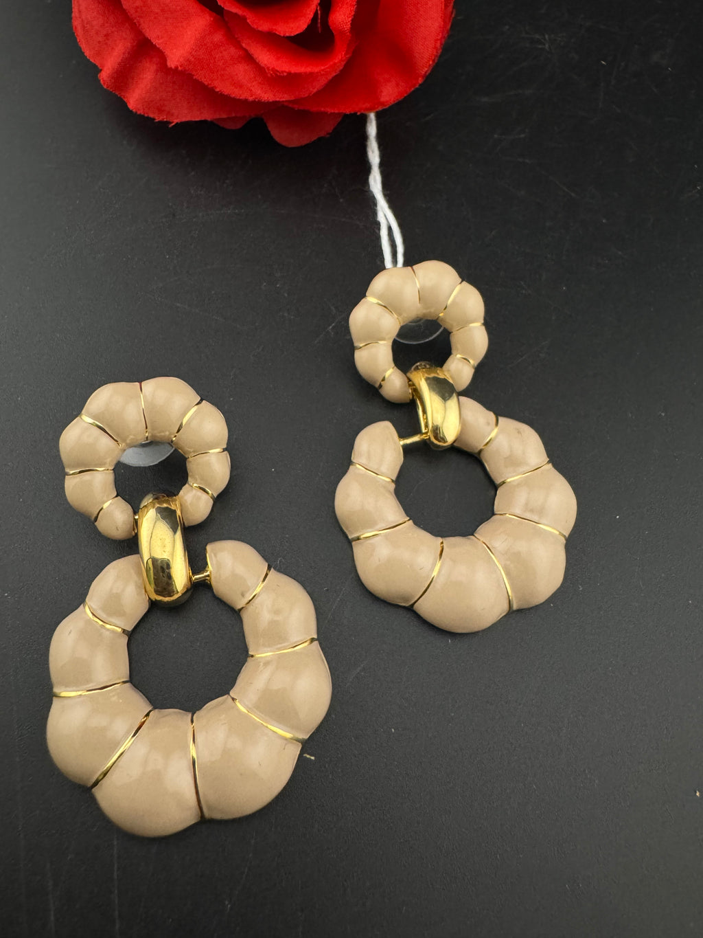 High Quality Premium Enamel and gold Designer Drop Earrings