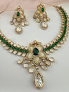 Kundan, Moissanite, MOP, CZ Flexible Gold necklace set, Indian Bridal Jewelry