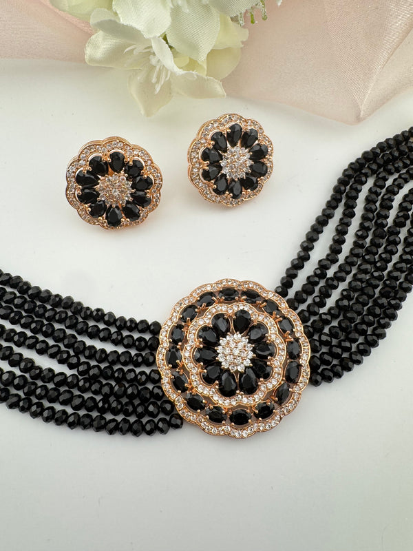 Hydro beads, CZ, Stones Choker necklace set, Indian Bridal Jewelry, chic set
