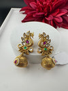 Amrapali inspired Matt Gold, kundan, Turquoise Enamel, Jhumka Earrings, designer jewelry