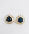 Gold Polish Crystal Stone Stud Earrings, Cubic Zirconia, AD, CZ, Indian Jewelry