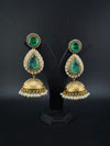 Amrapali Inspired Kundan, Doublet Stone, Pearls Long Jhumka Earrings, Matt Gold Designer Jewelry