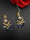 Gold Kundan, CZ, Stone, Pearls Chandelier Drop Earrings, Bridal Designer jewelry