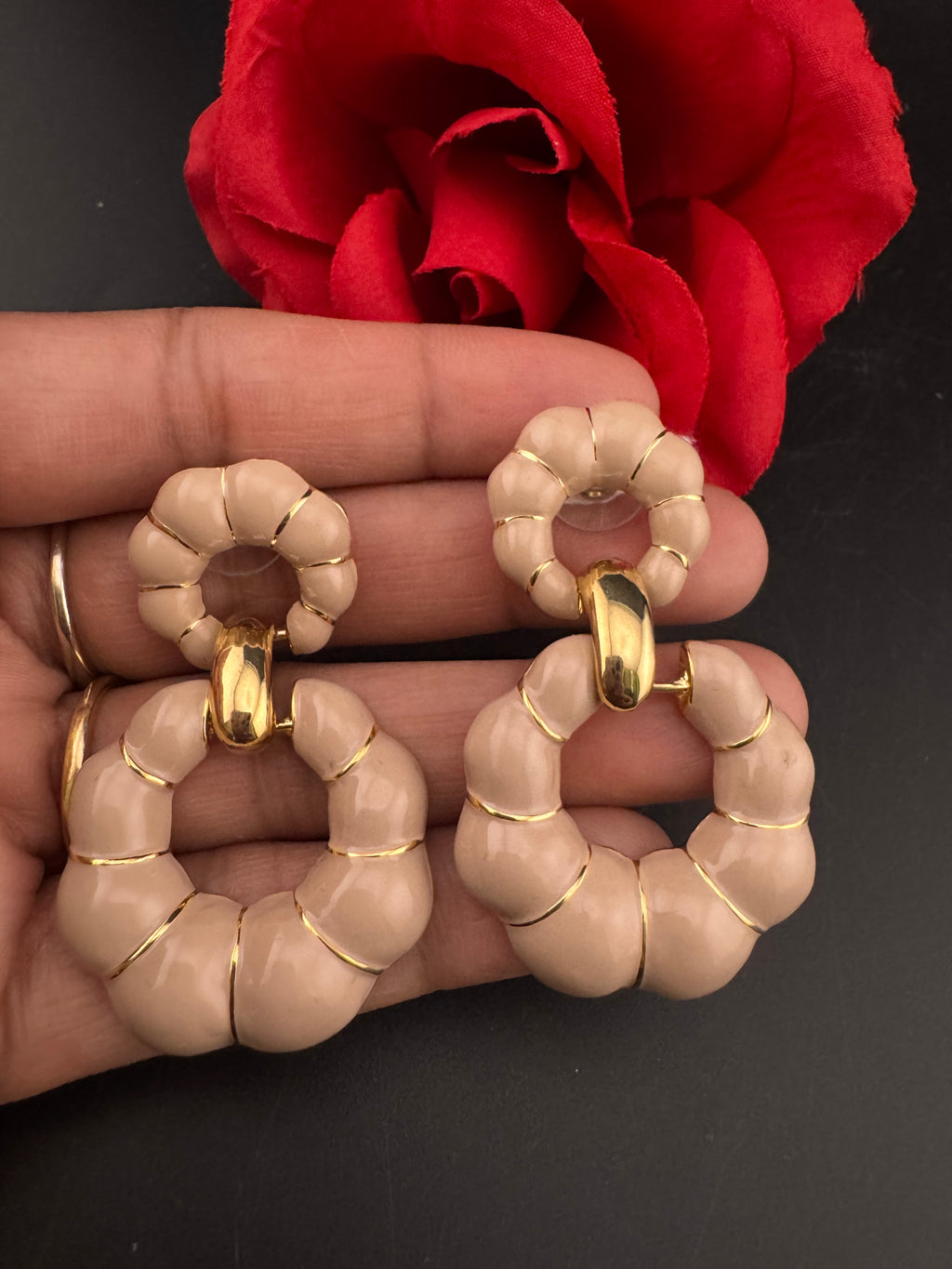 High Quality Premium Enamel and gold Designer Drop Earrings