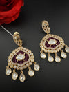 Gold and small pearls, Kundan, Cubic Zirconia Chandelier Chandbali Earrings, CZ, Designer jewelry