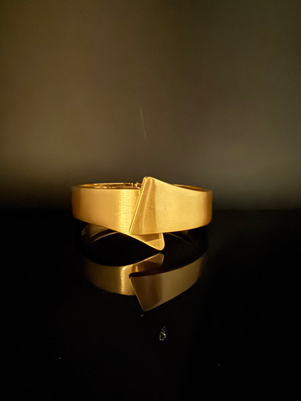 Brushed finished Gold Chunky Cuff Bracelet Bangle, Anti Tarnish, fits sizes upto 2.6"