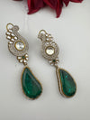 Kundan, CZ, Gold, Doublet Stone Chandelier Long Earrings, Bridal, Moissanite, CZ, Peacock Designer jewelry