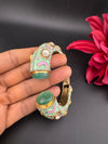 Moissanite Kundan, Enamel, CZ Adjustable Bracelet Bangle Kada, Gold Polish Designer Bangle