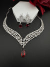 CZ Diamond Statement Necklace Set, White Gold Plated Choker