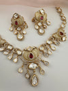 Kundan, Moissanite, MOP, CZ Flexible Gold necklace set, Indian Bridal Jewelry