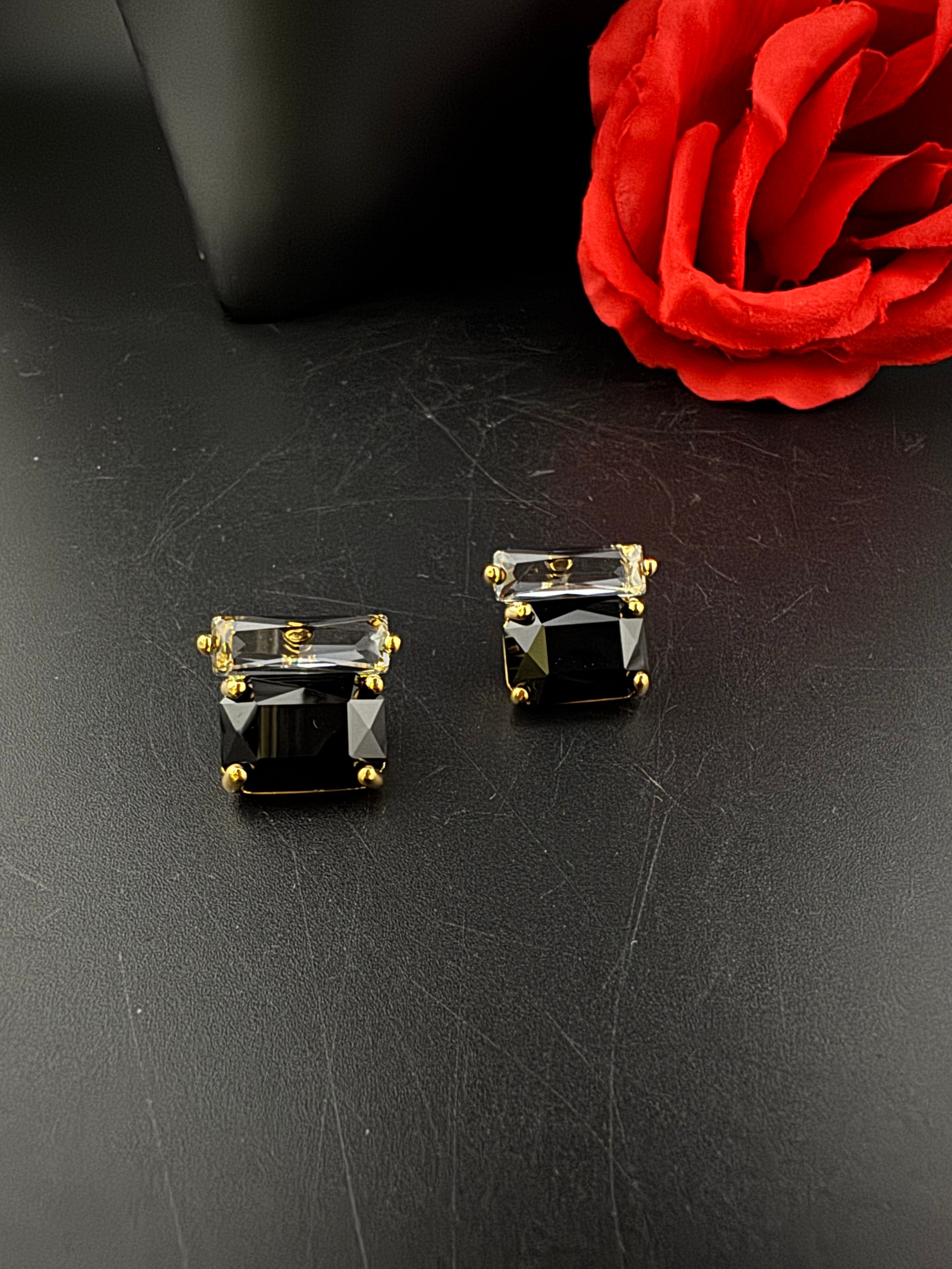 Premium designer Studs earring with clear glass stones, stylish, Statement Jewelry, jewelry for all ages, best for Bridesmaid Gift