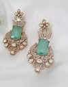 Gold with Doublet stone, kundan, cubic zirconia chandbali Drop earrings, Indian Jewelry
