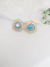 Gold Polish Crystal Stone Stud Earrings, Cubic Zirconia, AD, CZ, Indian Jewelry