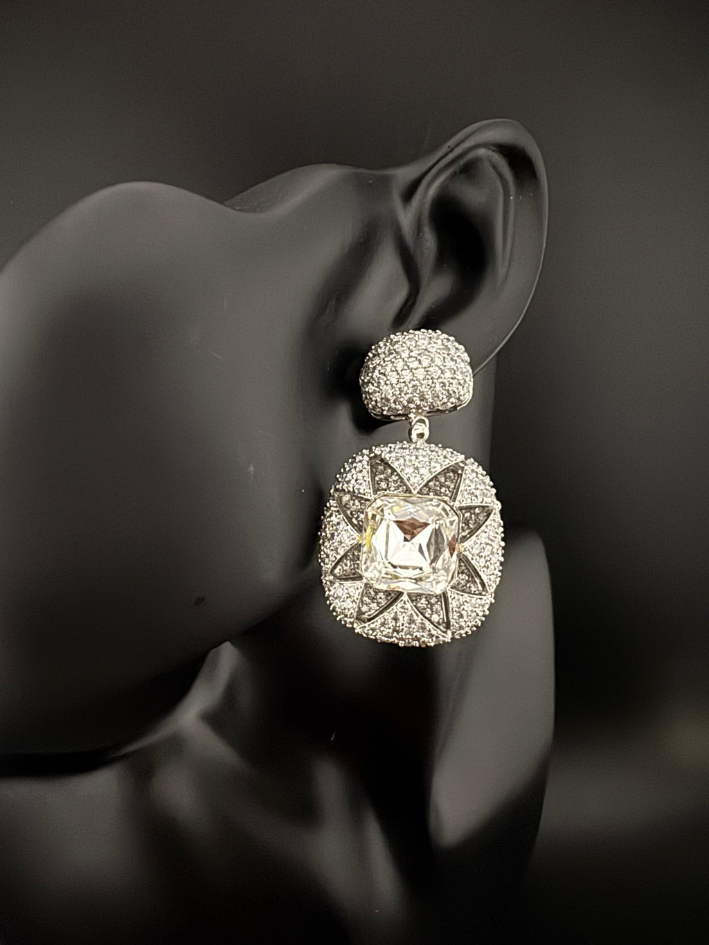 Premium Nano Setting Cubic Zirconia and Crystal earrings in Drop shape, stylish, designer Inspired Statement earring/Bridal Bridesmaid gift