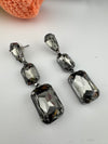 Premium Crystal Long Drop Swarovski inspired designer earrings/Indian earring/Bridal Jewelry/Grey Crystal/Pink Crystals
