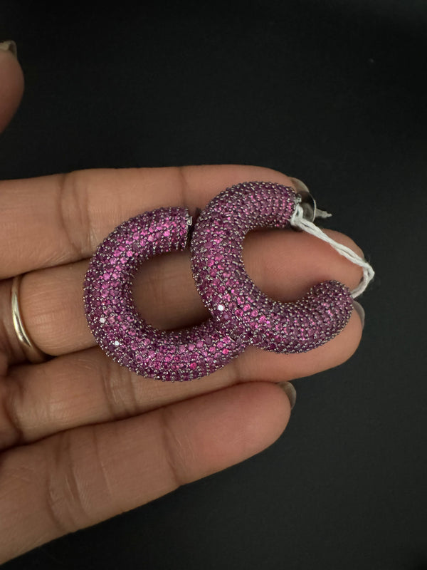 Pearls, Cubic Zirconia, Diamond nano setting Hoops earrings, Indian Jewelry