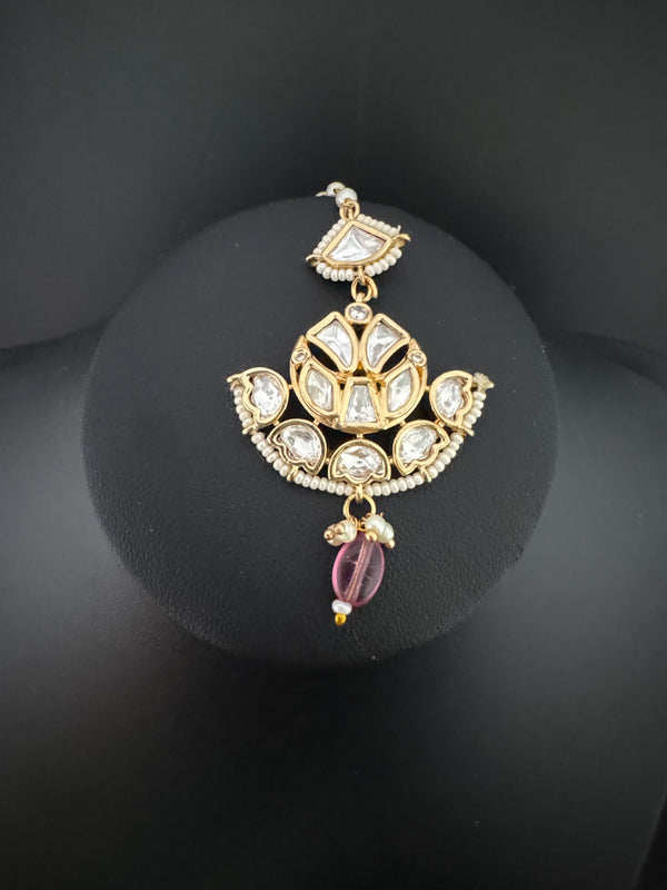 Pearls, Kundan Tikka, Indian Maang Tikka, Headpiece, Bridal jewelry