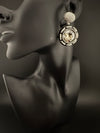 Premium Crystal, Enamel and Cubic Zirconia in Nano Setting designer Statement drop earrings/chic, Indian, Bridal, Bridesmaid gift, unique