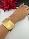 Brushed finished Gold Cuff Chunky Bracelet Bangle, Anti Tarnish, fits sizes upto 2.6"