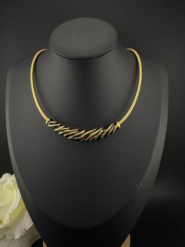 Premium Quality Contemporary NECKLACE ONLY/Black Gold necklace/Designer inspired/Indian jewelry/Sleek Necklace/everyday wear/handmade