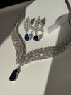 CZ Diamond Statement Necklace Set, White Gold Plated Choker