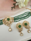 Kundan, Moissanite, MOP, CZ, Pearls Flexible Gold Choker necklace set, Indian Bridal Jewelry